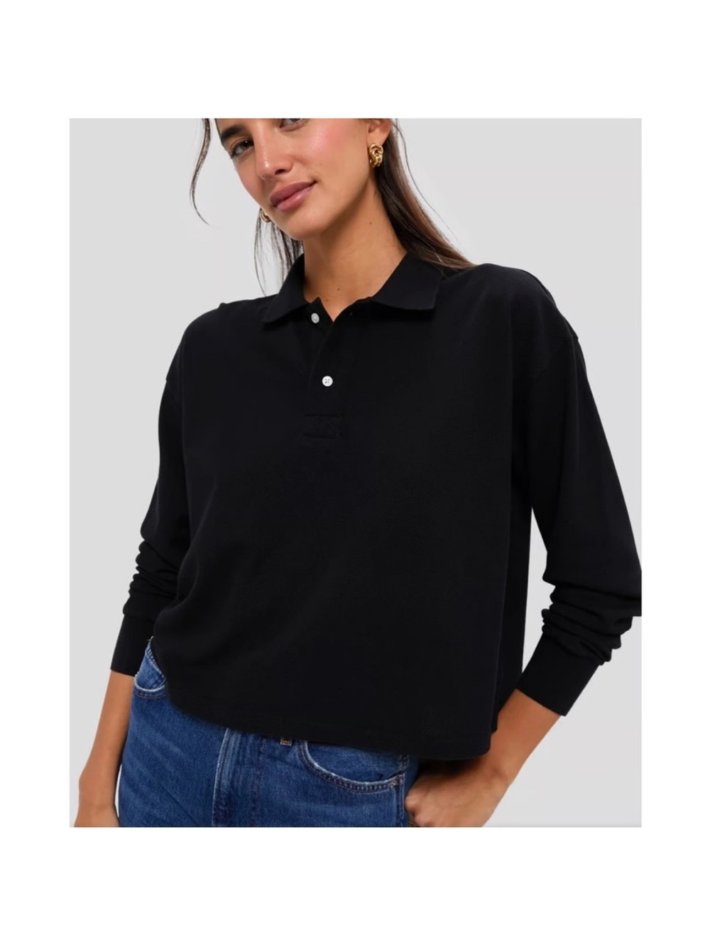 Tuckernuck Clayton Long Sleeve Knit Polo Top Black XXXL